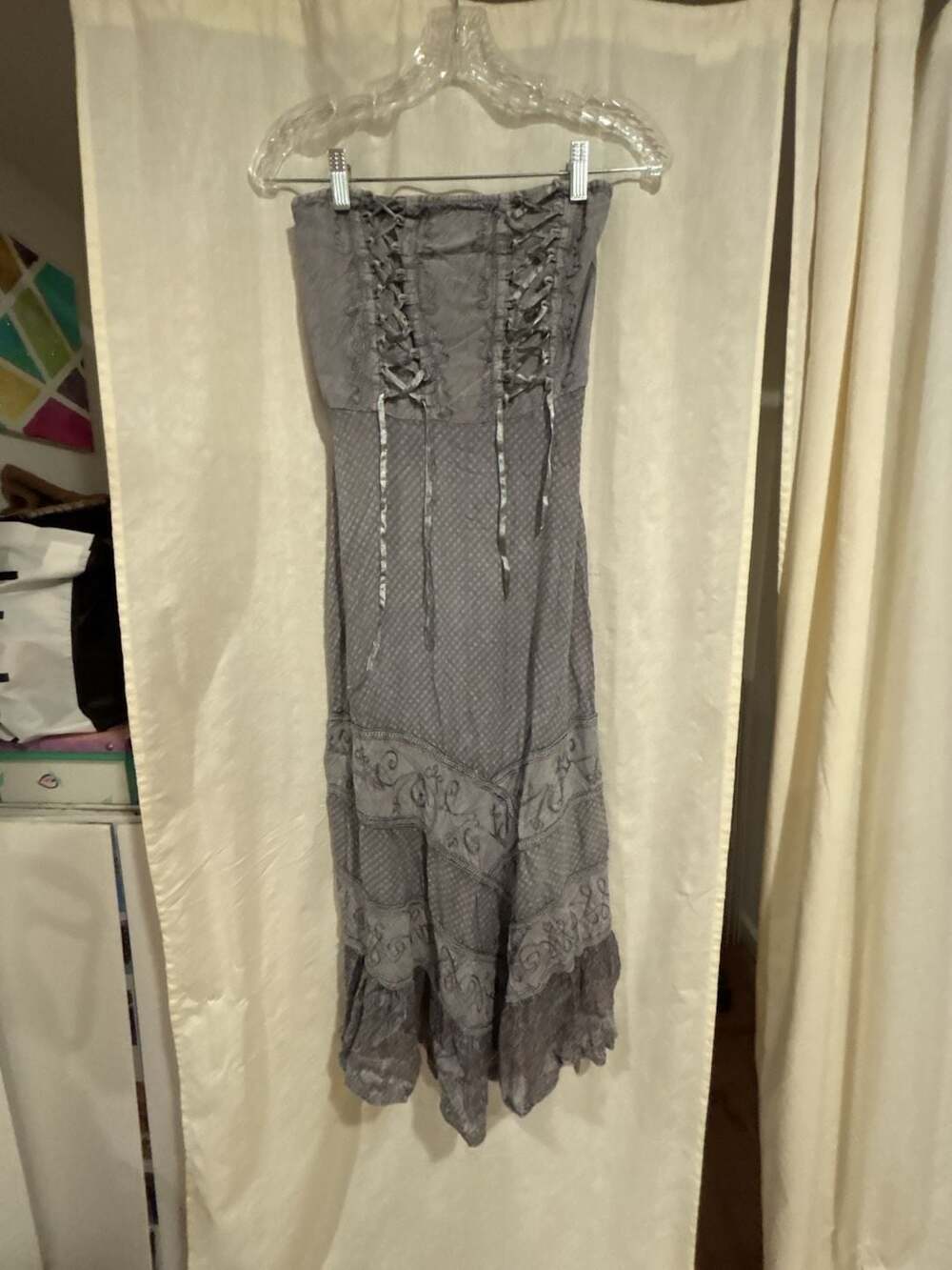 Urban Outfitters Madelyn Embroidered Lace-Up Midi Dress